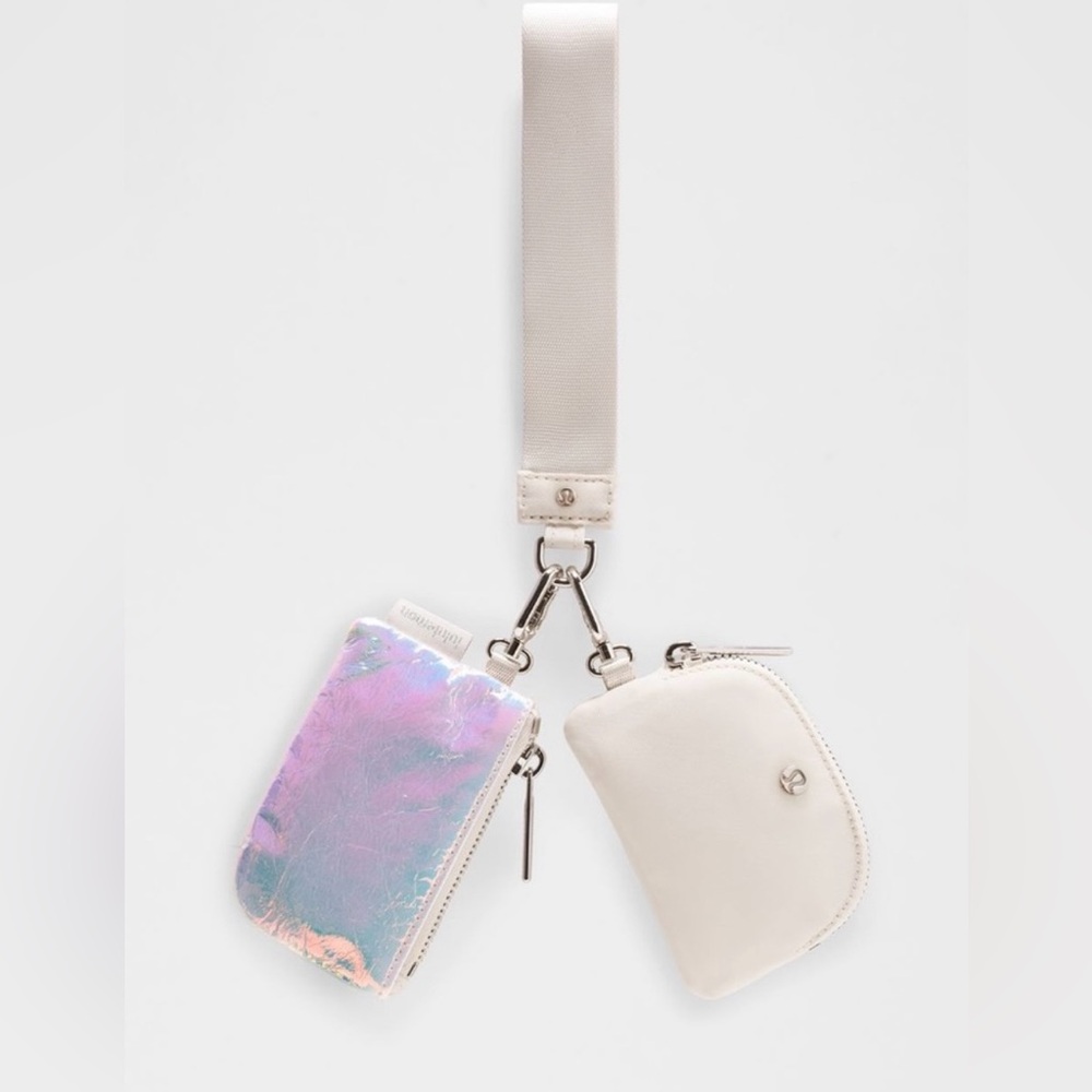 Lululemon Iridescent and White Duo Pouch Wristlet New with Tags.